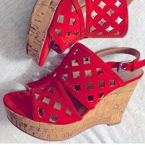 Franco Sarto Red Wedge Sandals